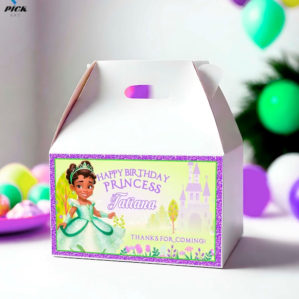 Princess Gable Box Label Little princess Printable label Afroamerican princess Box label Cute princess Box decoration 0 Birthday | TIA01