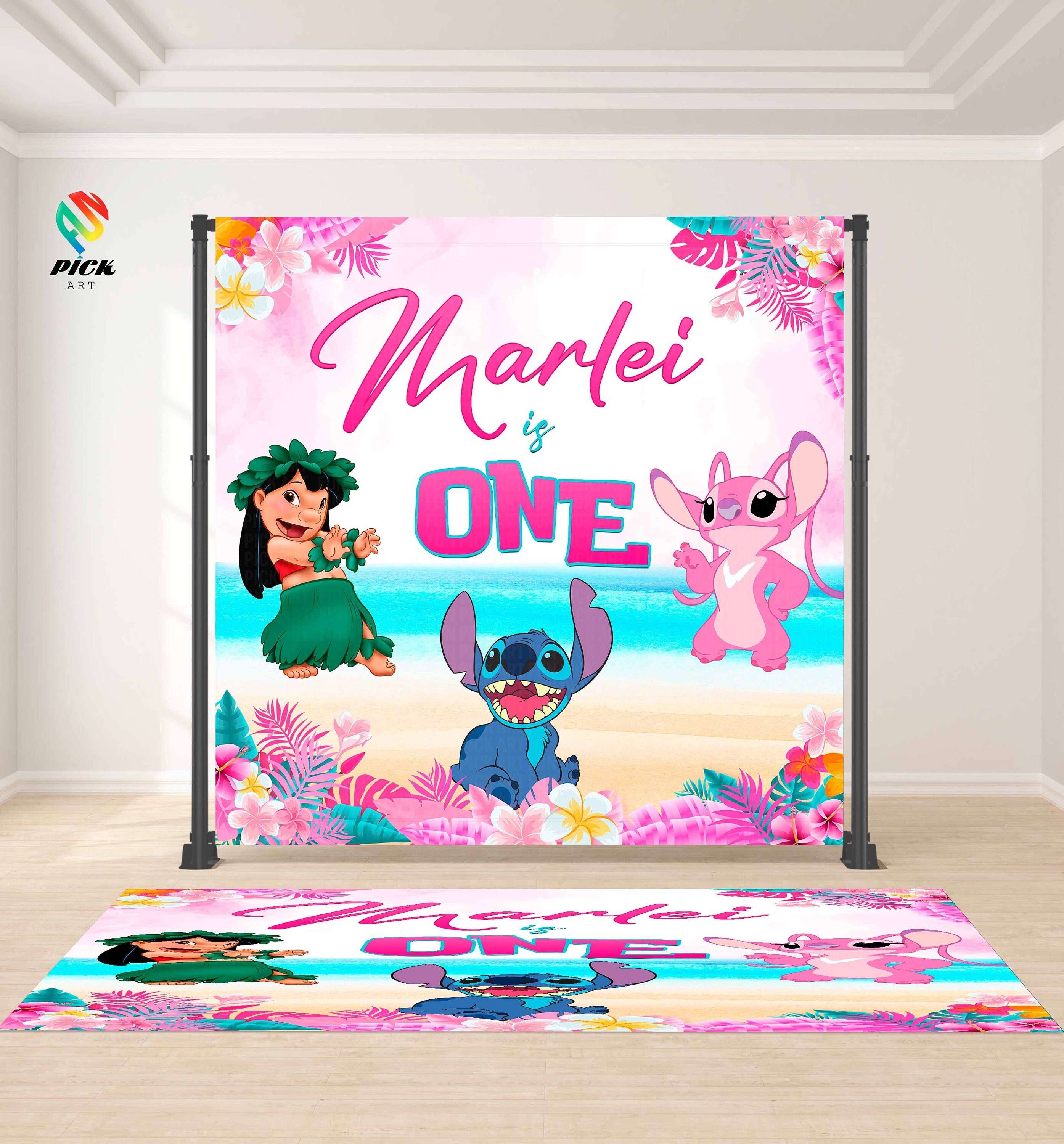 Lilo & Stitch Birthday Party Backdrop Party Decor，Lilo & Stitch  Tapestry,Lilo & Stitch Living Room Home Decor/M-150*130cm 