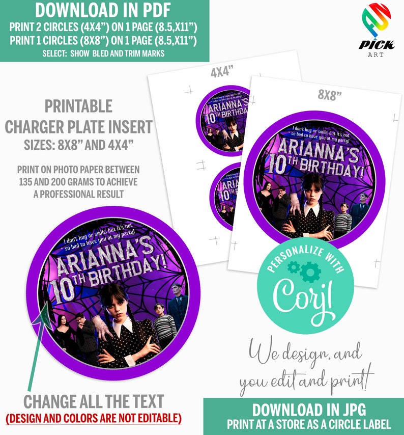 Editable Charger Plate Insert Charger Insert Template Editable Plate