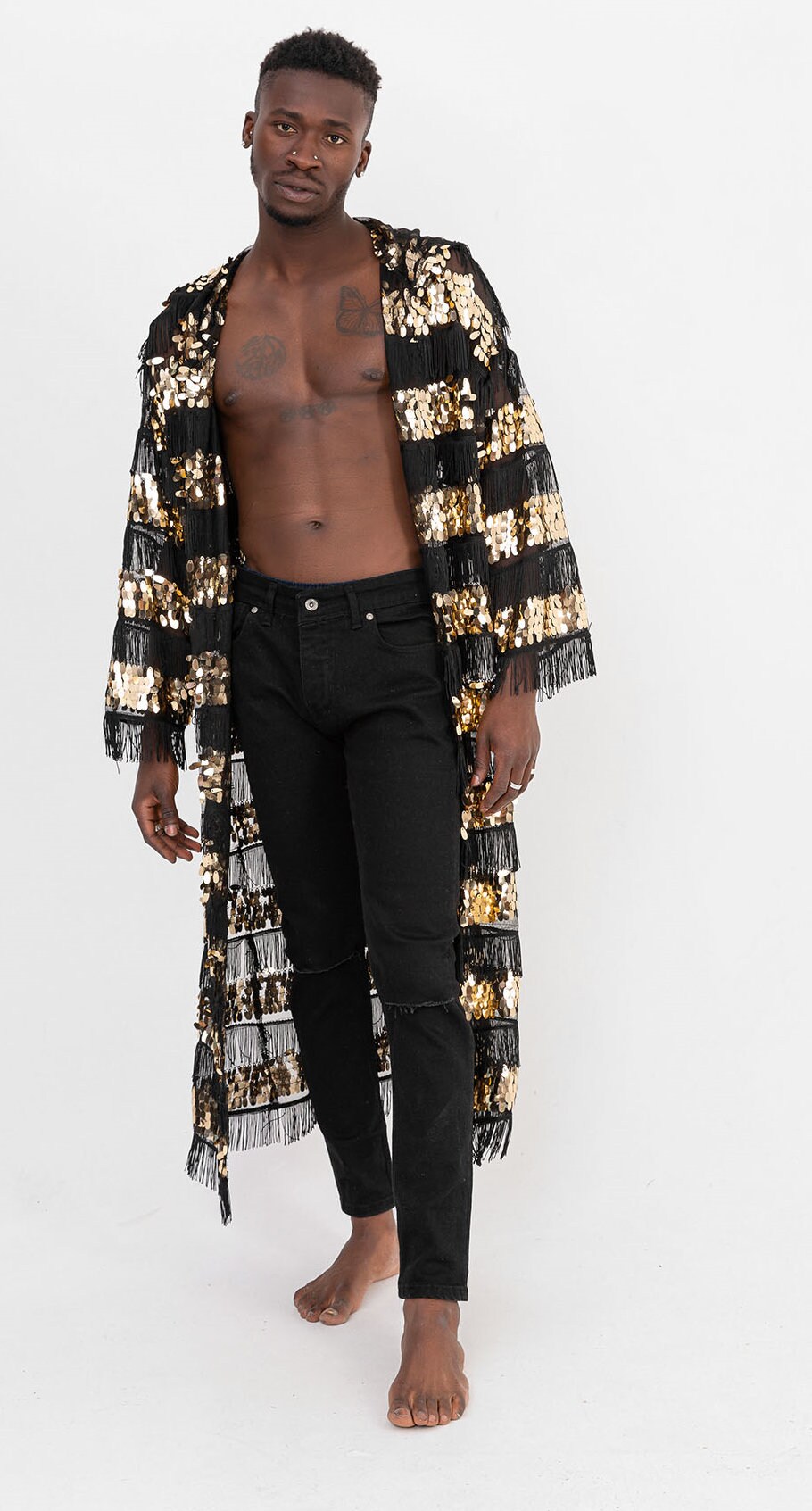 Sequin Kimono Hooded Kimono Sequin Robe Festival Kimono Etsy