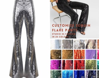 Sequin Flare Pants, Custom Sequin Pants, Custom Glitter Pants, Custom Shiny Sparkle Pants, Sequin Palazzo Pants, Sequin Wide Leg Pants,Pants