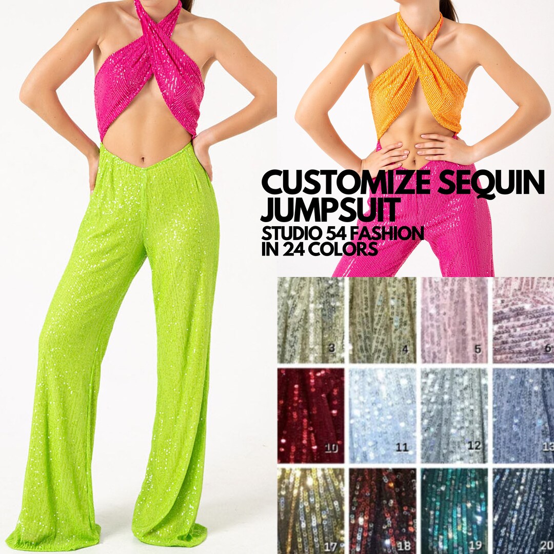 Jumpsuit Shiny Sleeveless Sequined Sparkly Formal