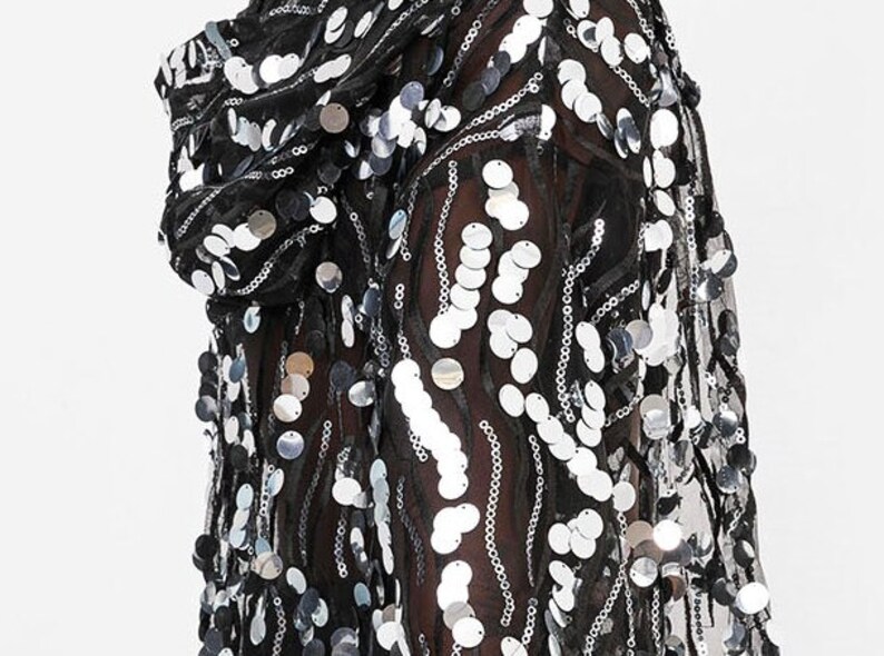 Sequin Kimono Hooded Kimono Sequin Robe Festival Kimono Etsy