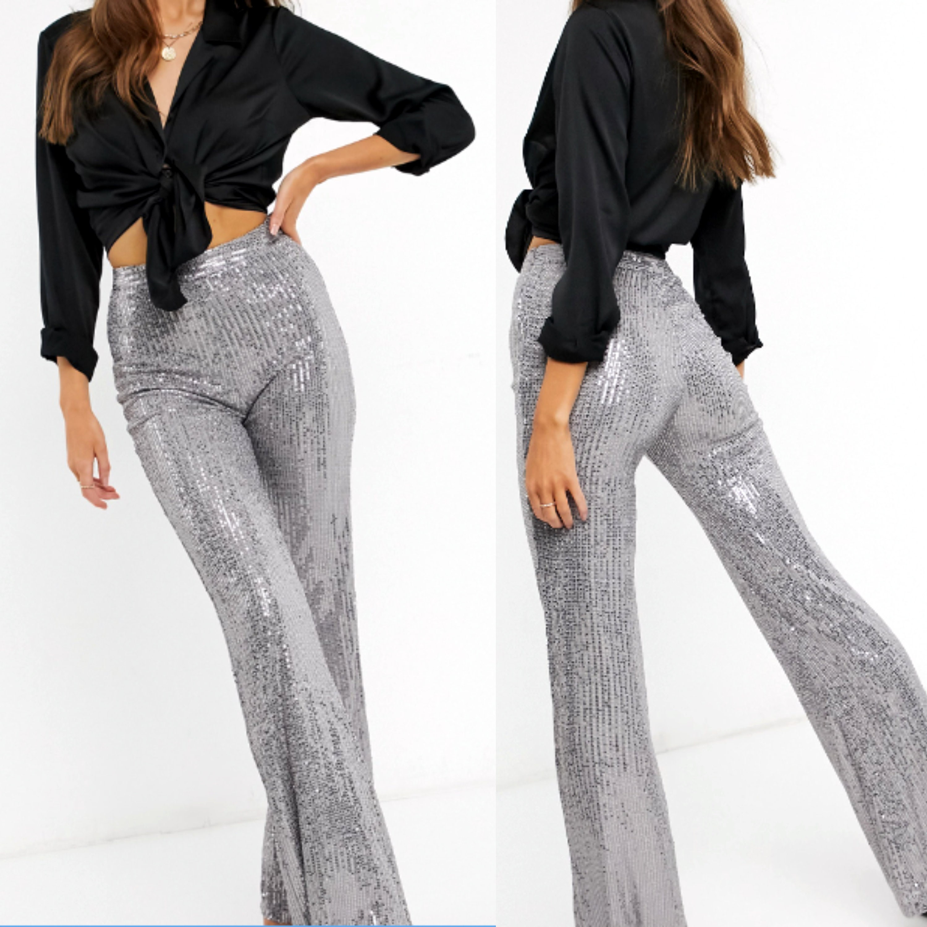 Sequin Flare Pants, Sequin Bell Bottoms, Shiny Sparkle Pants