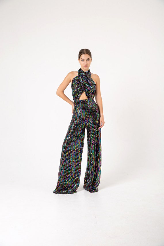 Buy 70s Clothing Women, 70s Dress, Jumpsuit,rainbow Sequin