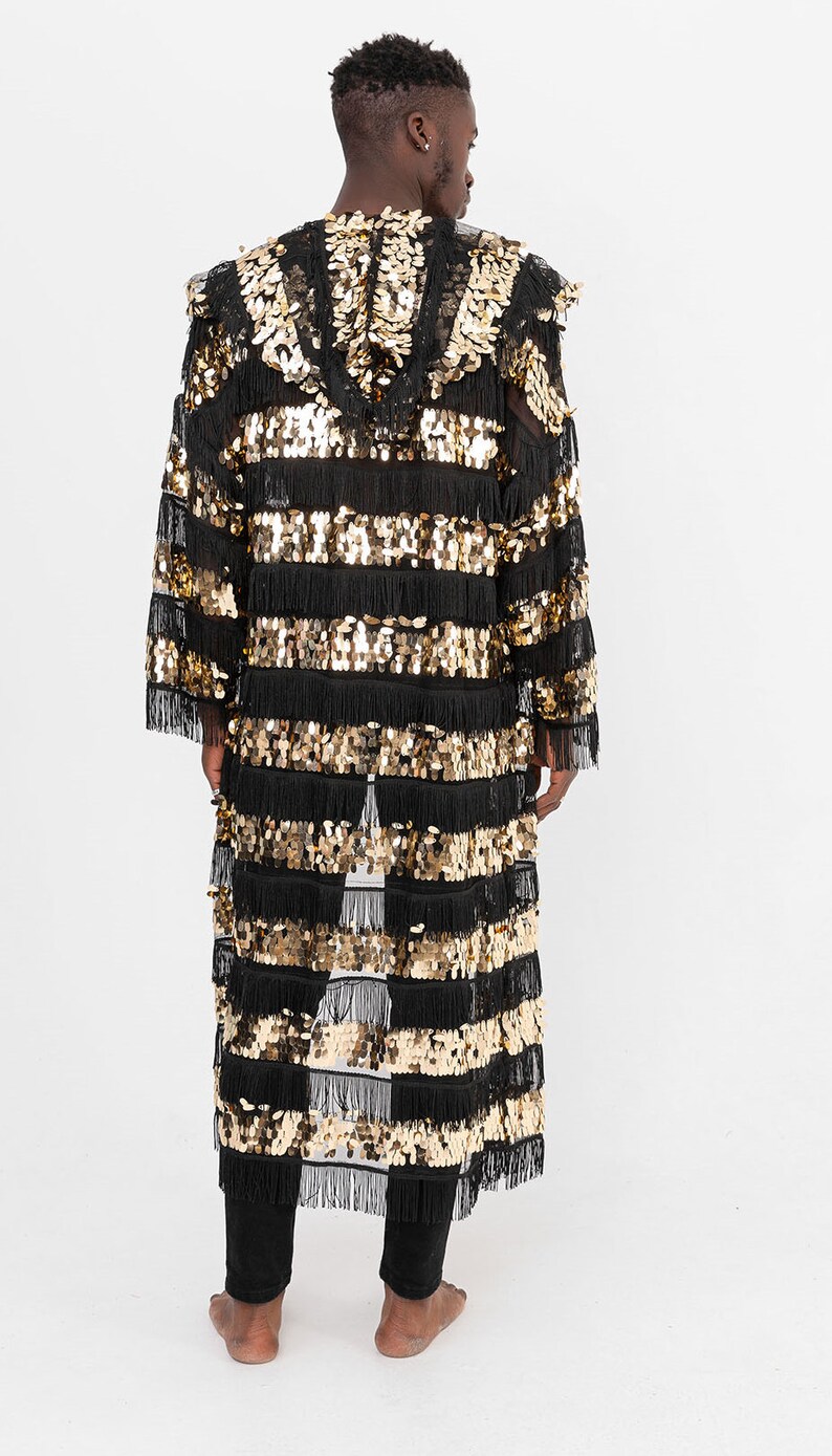 Sequin Kimono Hooded Kimono Sequin Robe Festival Kimono Etsy