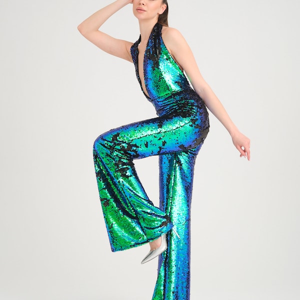 70s Clothing Women, 70s Dress, Jumpsuit, Sequin Jumpsuit, Studio 54 Clothing, Festival Clothing, Formal Jumpsuit, Mermaid Dress, Prom Dress