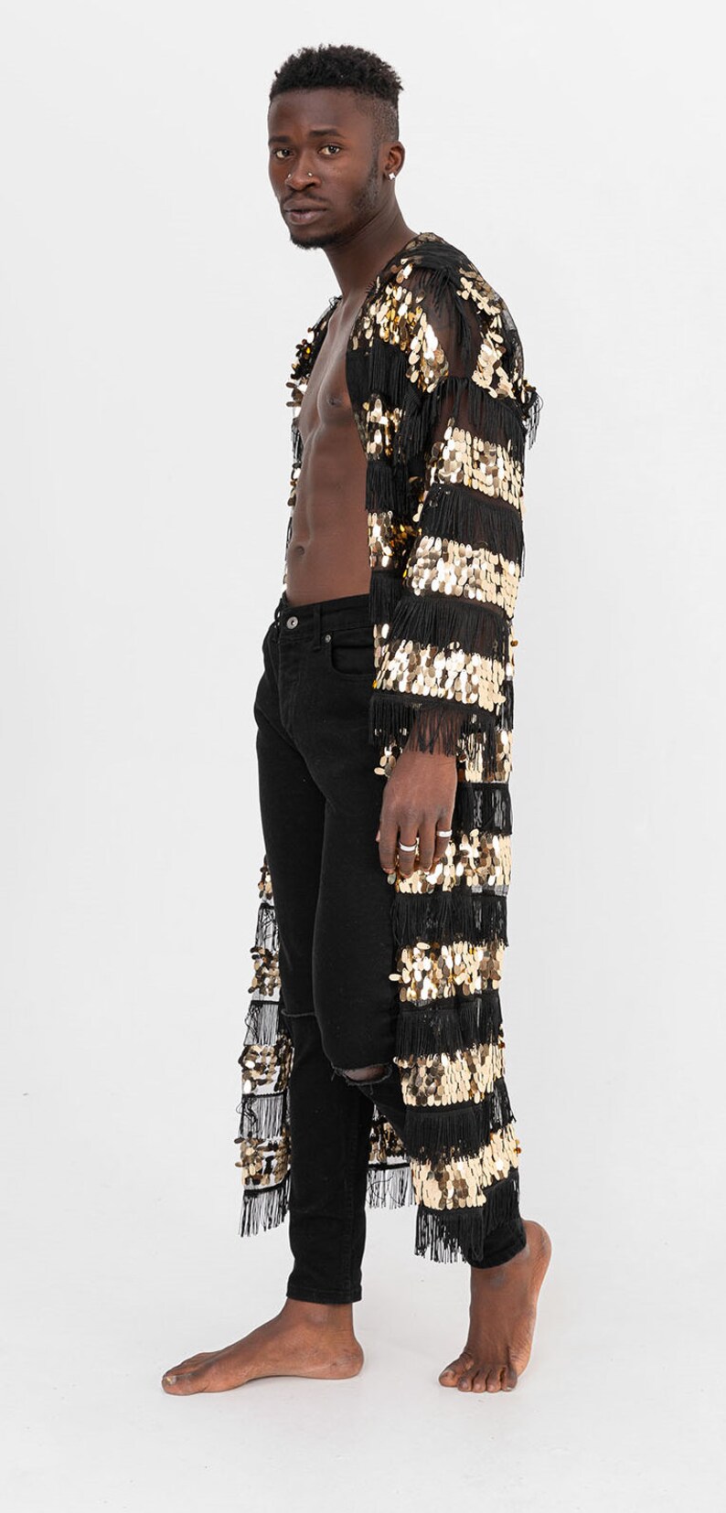 Sequin Kimono Hooded Kimono Sequin Robe Festival Kimono Etsy