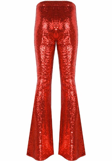 Red Sequin Flare Pants Bell Bottoms Sparkly Pants Flare Legging