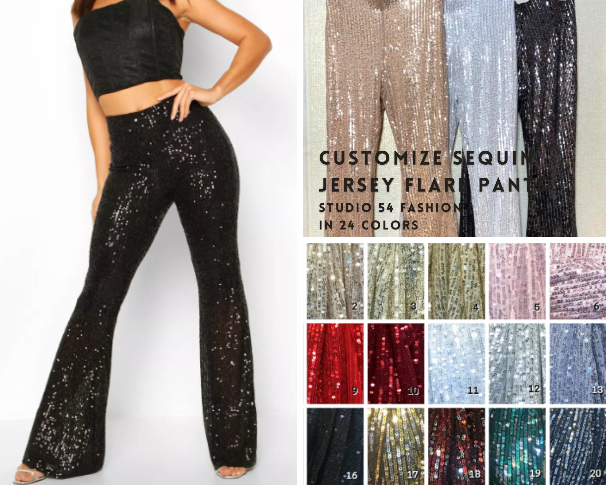 Sequin Flare Pants Custom Sequin Pants Custom Glitter Pants - Etsy