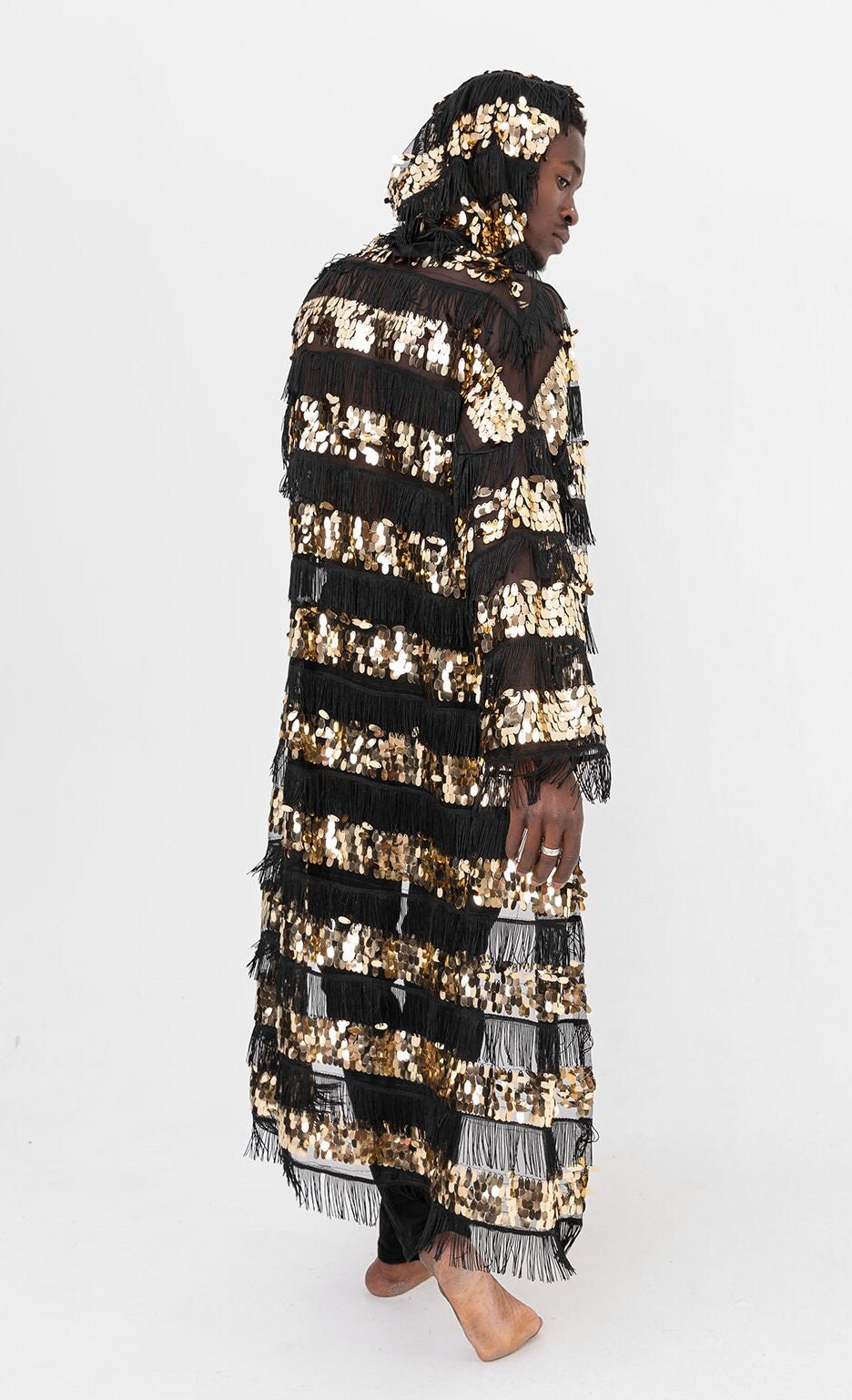 Sequin Kimono Hooded Kimono Sequin Robe Festival Kimono Etsy