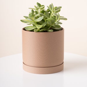 Minimalistischer Blumentopf aus Holz AUSTIN | 10 - 20 cm Indoor-Übertopf | Umweltfreundlicher moderner Übertopf mit Drainage und Untertasse