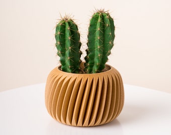 Moderne minimalistische plantenbak ZINNIA | Decoratieve houten vetplantenpot | Origineel cadeau