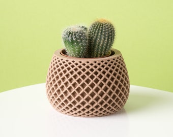 Lichtgewicht houten plantenbak XENA | Moderne binnenpot | Uniek ontworpen plantenbak | Geometrische plantenpot