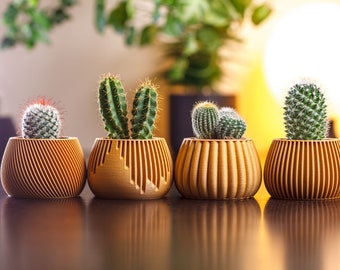 Set of 4 small planters #1 | Original gift | Succulent wooden planter set