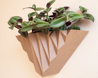 Houten hangende plantenbak "HARPER" | Muur geometrische plantenbak voor kamerplanten