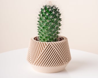 Cute lightweight wood planter CALIX | Geometric indoor plant pot | Uniquely designed planter | Original gift