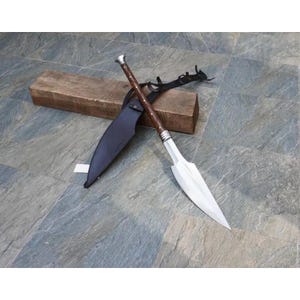34.5&quot; Handmade Viking Spear with Leather Sheath – Medieval Spear for Survival, Decor & Cosplay – Viking Decor, Norse , Gift for Collectors