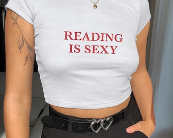 Reading is Sexy Cropped Tee - Cute Book Lover Graphic Shirt