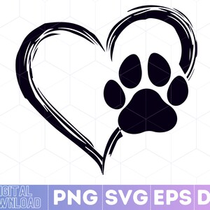 Paw Print Heart, SVG PNG, Design, Digital Download, SVG, Dog Paw Print Heart, Dog Paw Png, Print Heart Png, Dog Paw Svg, Print Heart Svg