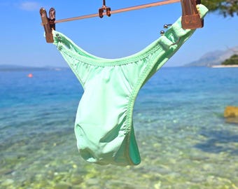 Men's Bold Color Swim Thong, Mens micro string swimwear, Stretchy Spandex Bikini, Adjustable Pouch, Sissy panty