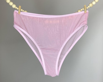 Handmade Sheer Mesh High-Waisted Panties, Plus Size Lingerie