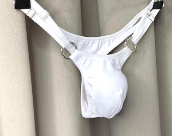 Męskie stroje kąpielowe bikini. Stroje kąpielowe z kieszonką na biust: Ręcznie robione, miękkie, idealne na bieliznę i stroje kąpielowe. Wyraziste bikini ze spandexu, regulowana kieszonka na biust, majtki z siostrą.