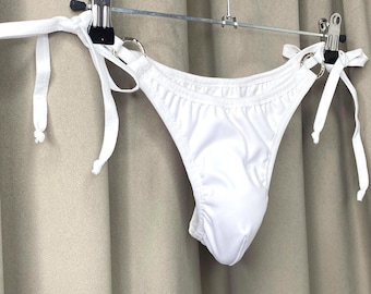 Mens Spandex Swim Thong, Sissy panty, String Bikini, Revealing Swimwear