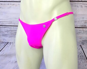 Men's Stretch Spandex Thong Swim Briefs, Low-Rise Bikini Style, Handmade Poolwear, Sissy panties