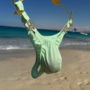 Costume da bagno da uomo a perizoma con tasca a rigonfiamento - Intimo da uomo fatto a mano, mutande da sissy