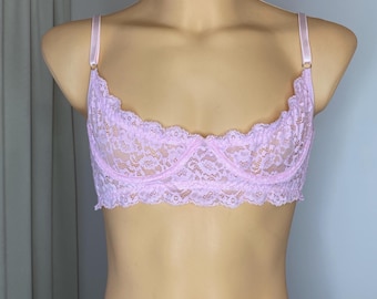 Handmade Lace Bra for Men: Sissy Lingerie, AA Cup Underwire