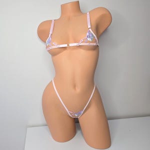 Micro bra thong set Handmade Embroidered Lace Micro Lingerie Set