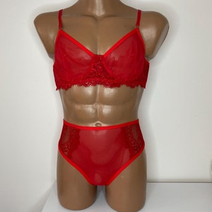 Sissy lingerie sets for men, AA cup sheer mesh bra for men, Sissy panty, Training Sissy bras Plus size. Sissy lingerie for gay men
