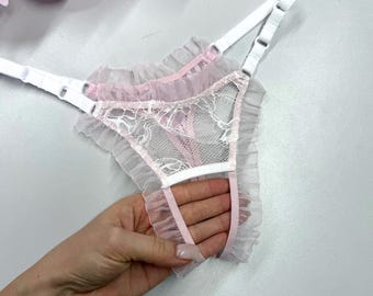 Lace Open Back Panties, Handmade Sissy Lingerie