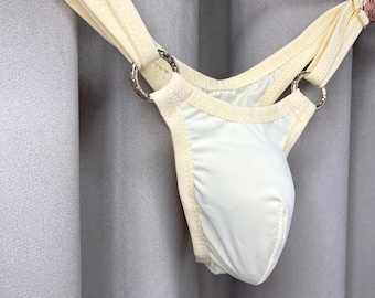 Egzotyczne, ręcznie robione kąpielówki dla mężczyzn: kostium kąpielowy z kieszenią uwypuklającą, odważne bikini z elastanu, regulowana kieszeń, majtki z szelkami