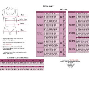 Op de afbeelding: Maattabel voor bh's en lingerie, met borst-, onderborst-, taille- en heupmaten in cm en inches. Bevat een diagram van een vrouwelijk torso met meetpunten en een maattabel.