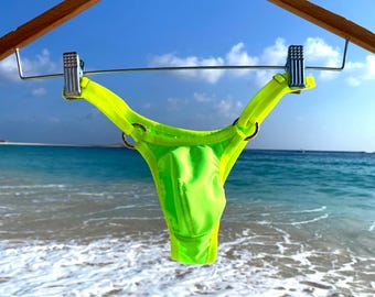 Men's Mini Swim Thong: Bold Spandex Bikini, Adjustable Pouch Handmade Mens string Sissy panty