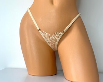 Lace Micro Thong, See Through Y-String, Gift for Her