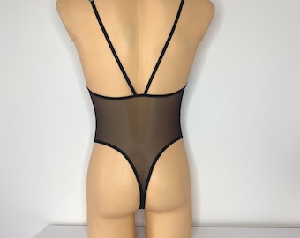 Body Dessous Herren durchsichtig, Bodysuit Herren String, Netz-Gürtel, BH, reizend, reizend