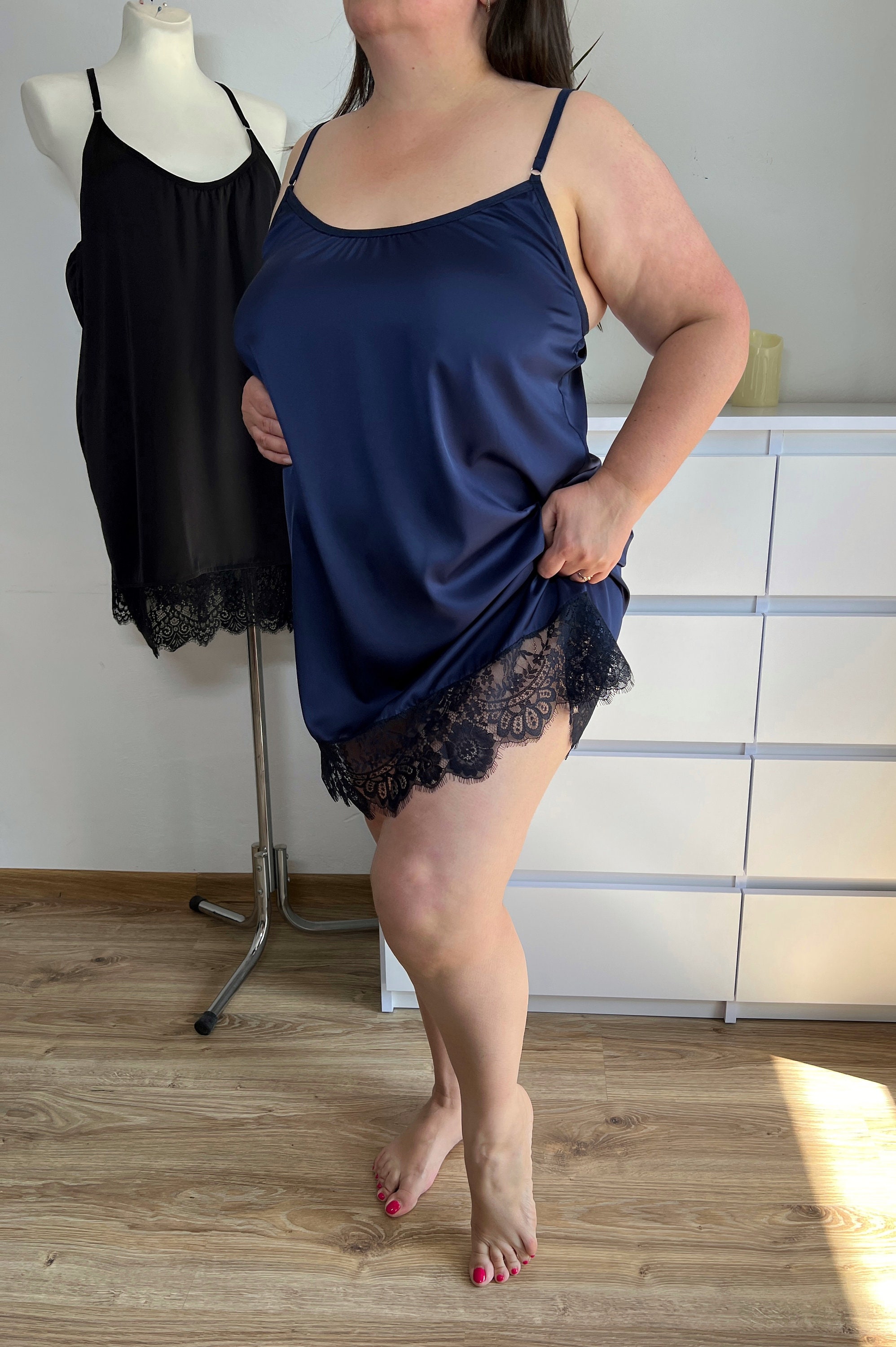 Plus Lux Silk Black Gown (XXL)
