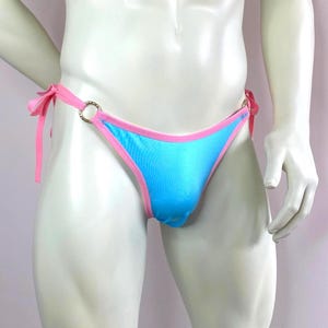 Men swimwear see through-Handmade Men's Swim Thong: Spandex G-String, Adjustable Ties, man thong
