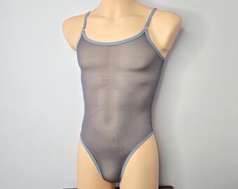 Mens Mesh Bodysuit, Sheer Sissy Lingerie, Handmade lingerie bodysuit  men