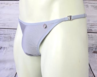 Men's Bikini Swim Briefs – Low-Rise Gathered Thong, Handmade Stretch Spandex, mens bikini swimsuit, Sissy panties