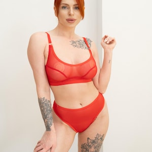 See through lingeries for women See through shapping wire-free bras Bra and panty set Transparent panties Plus Size  Handmade lingerie set