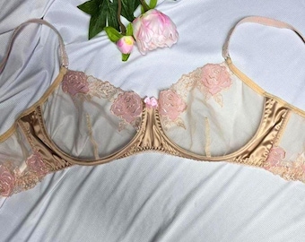 Satin Lace Bra,  AA, B Size, Sissy Lingerie, Crossdressers Sissy lingerie, men bras