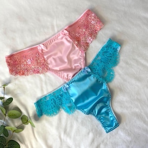 Male satin thongs underware Luxury pink floral lace mens thong, Satin mens thong see-through pouch panty Sissy thong  Sissy Lingerie