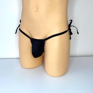 Men&#39;s  Micro Thong String Thong Swimming Bulge pouch swimwear Mens Thong Handmade Mens micro string bikini Sissy panty Underwear Swimwear