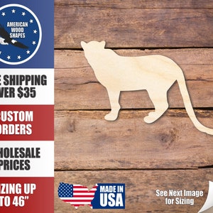 Unfinished Wood Leopard Cheetah Lion Big Cat Shape - Craft - up to 36&quot; DIY