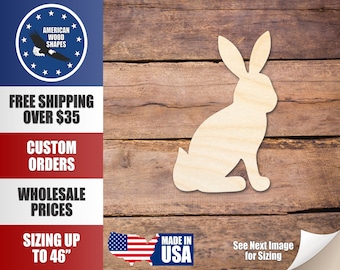 Unfinished Wood Sitting Bunny Shape - Craft - up to 36" DIY