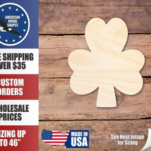 Unfinished Wood Simple Shamrock Shape - Craft - up to 36&quot; DIY